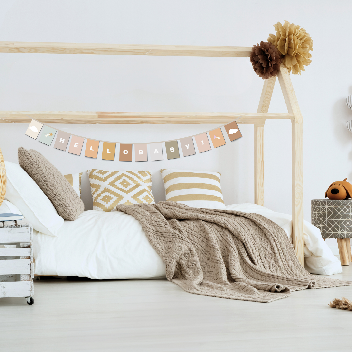 Cartes étapes bébé réutilisables en guirlande décorative
